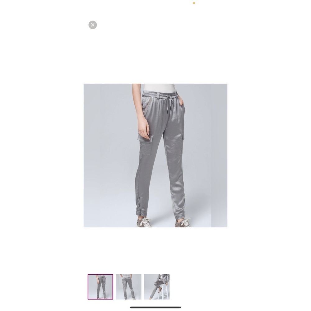 White House Black Market Grey Satin Joggers 6L NWT Women's